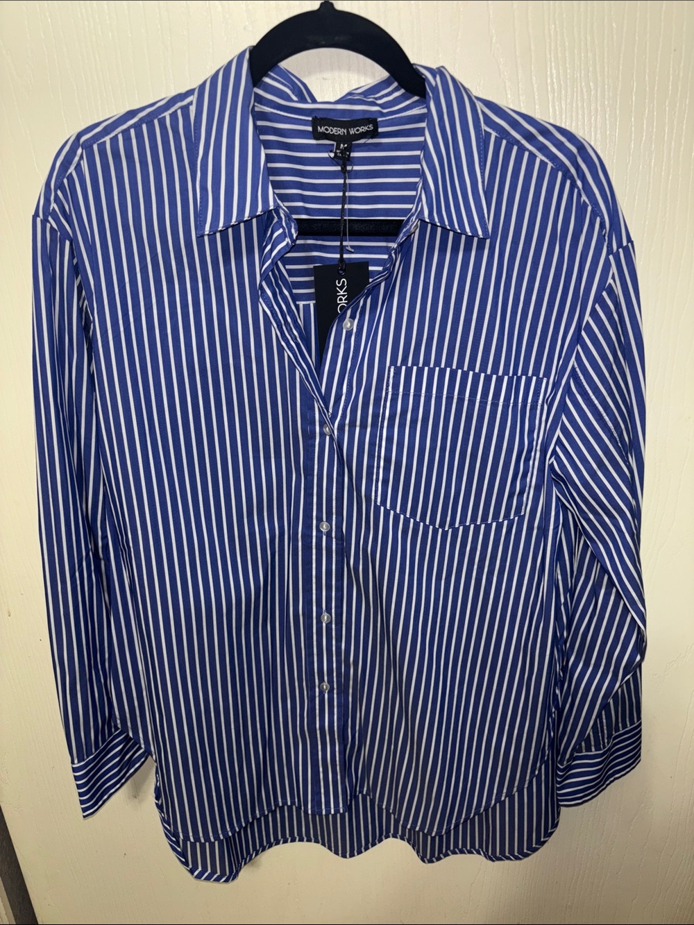 Modern Works Blue and White Striped Button-Down Shirt